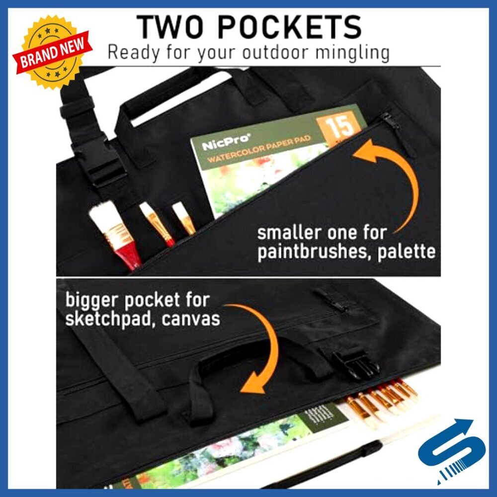 Large Waterproof Art Portfolio Bag Lightweight Storage Case Shoulder Handle - Picture 6 of 6